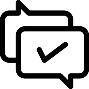Correct chat icon for Home page. Message approved, communication success.