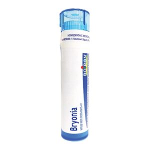 Bryonia 200C homeopathic medicine by Boiron, white tube with blue cap. Natural healthcare remedy.