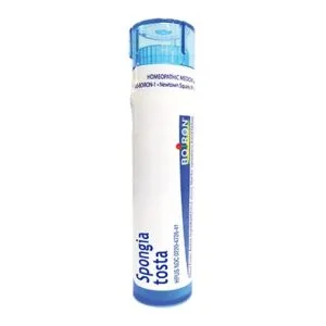 Spongia tosta 200C bottle. Homeopathic medicine for various conditions. Boiron brand.